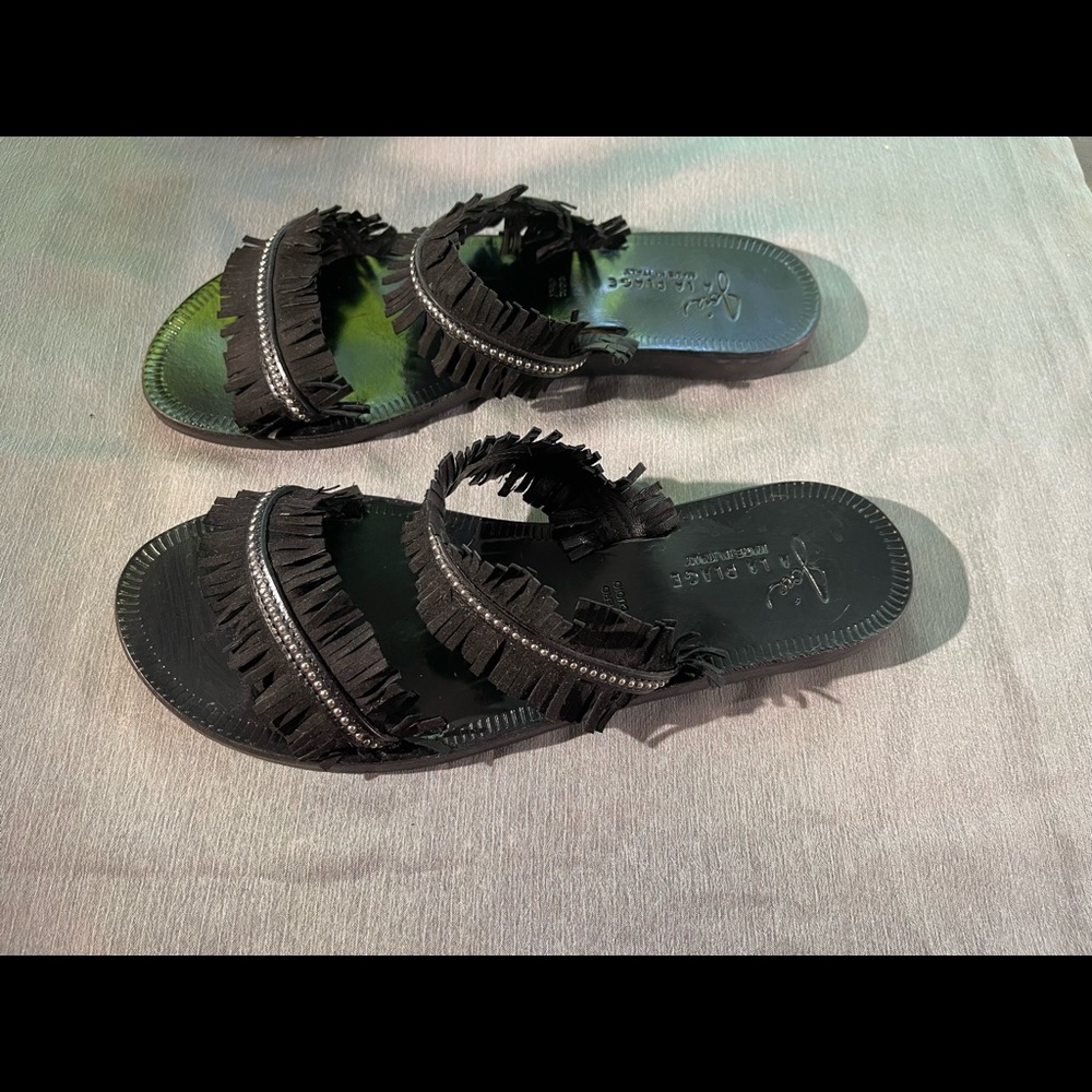 JOIE a la plage Made in Italy. Cute black leather sandals. With silver studs 39 - Picture 6 of 10